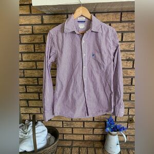 Purple white striped American eagle button down small‎